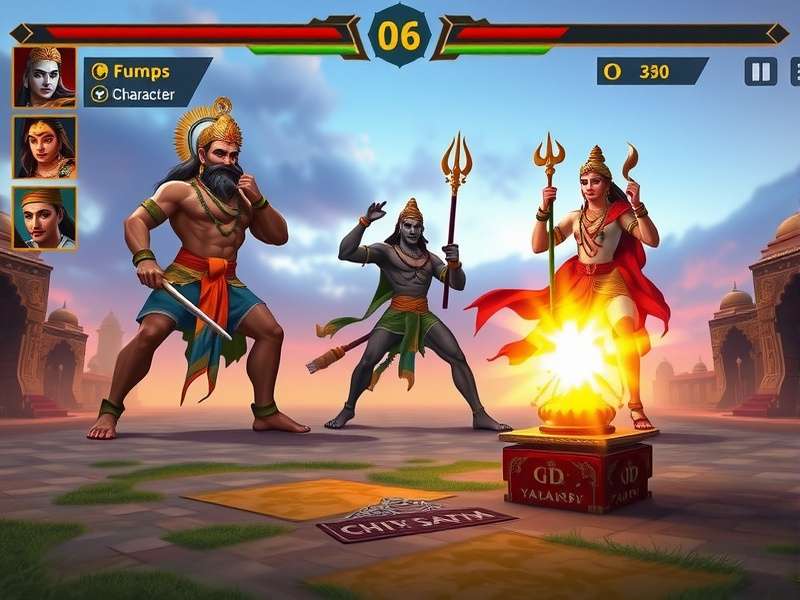 Gods Of India character selection screen showing Hindu deities